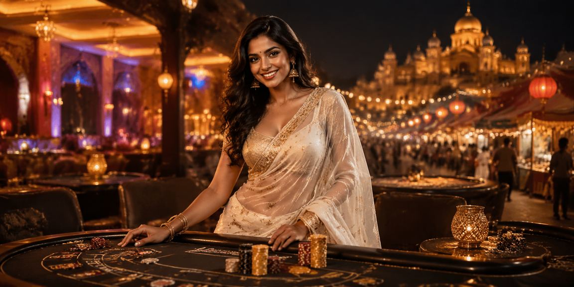 Rummy players focused at glowing table in India