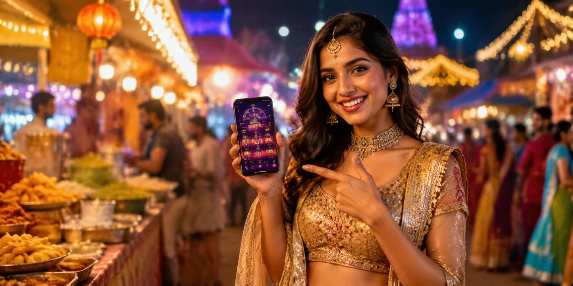 Indian player enjoying casino gaming on mobile app with traditional attire